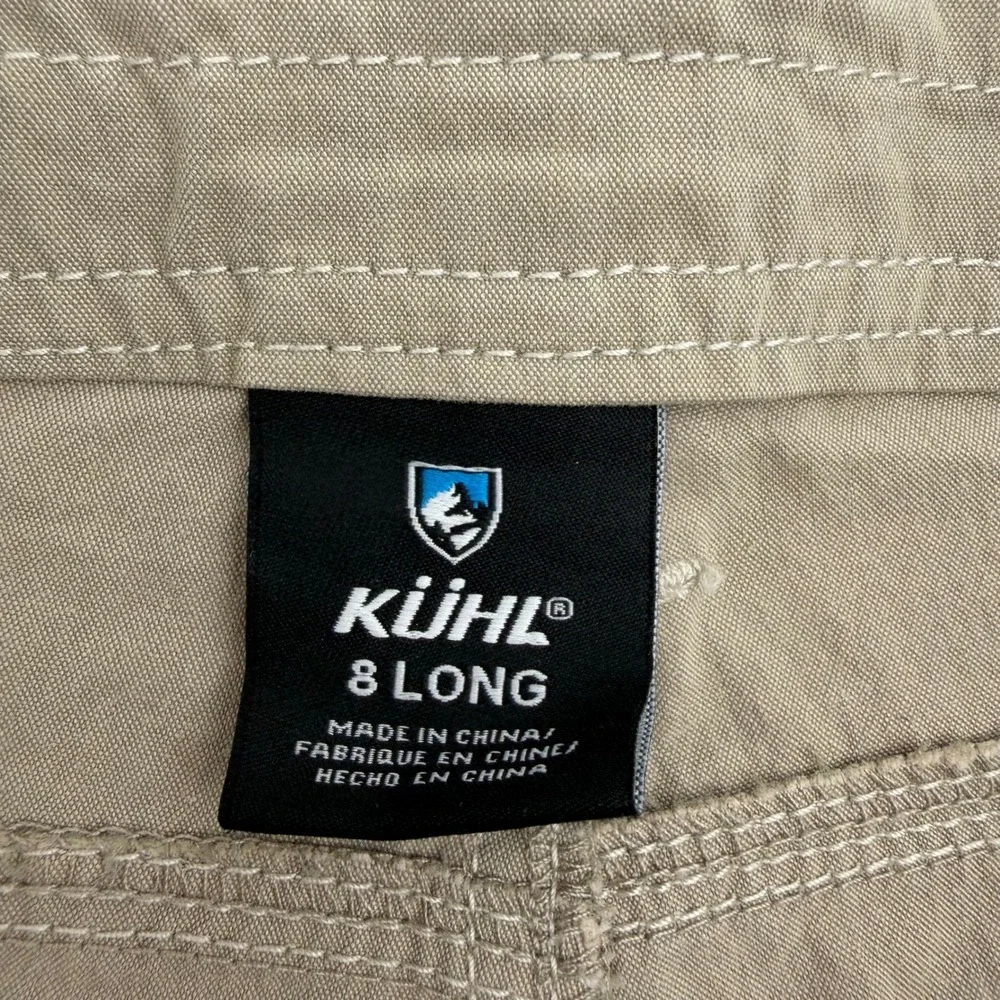 KUHL Cargo Hiking Pants Womens 8 Long Khaki Utility Tan Roll Up Stretch Outdoor
